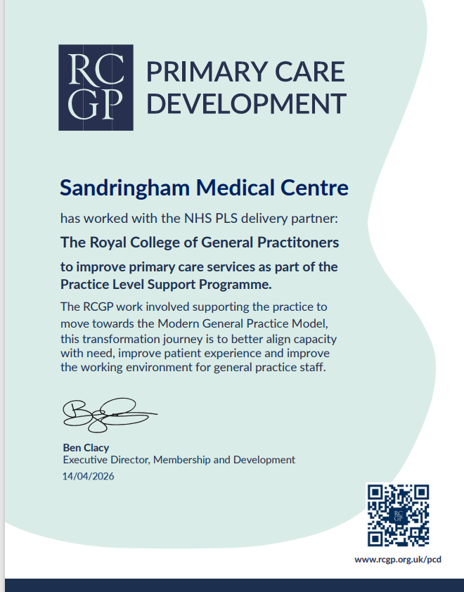 Partnership with RCGP Primary Care Development Team